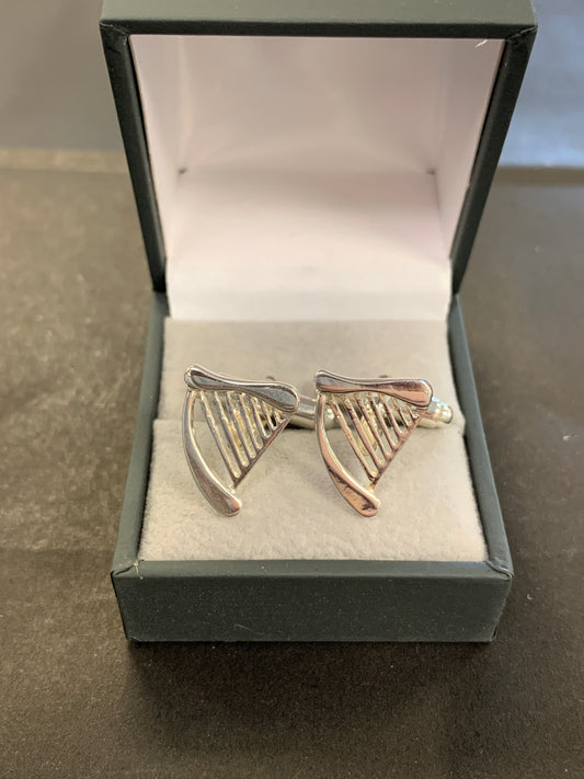 Silver harp cufflinks