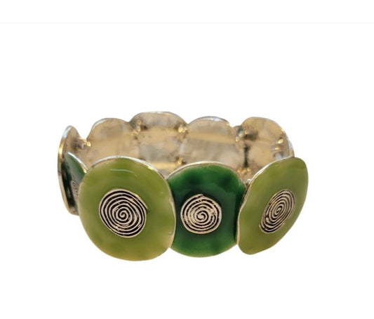 'FOUR GREEN FIELD'S' ENAMEL SPIRAL STRETCH BRACELET Ttb600