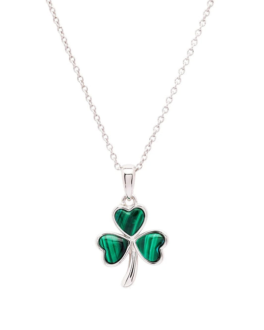 Sterling Silver Shamrock with Malachite Pendant SP2327 Made By Shanore