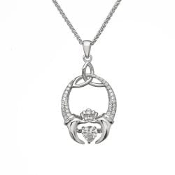 Dancing Stone Silver Pendant – Trinity & Claddagh