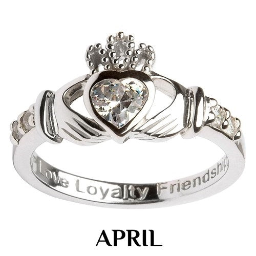 Shanore Claddagh birthstone April SL90