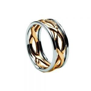Gents Celtic Infinity Wedding Ring with White Trims