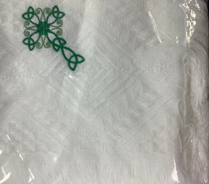 Embroidered green Celtic cross blanket GCC1