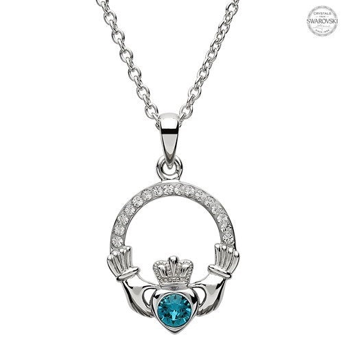 Platinum Plated December Claddagh Pendant