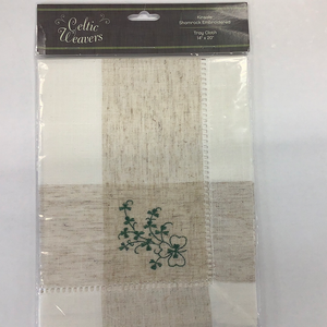 Kinsale shamrock embroidered tray cloth 14”x20”