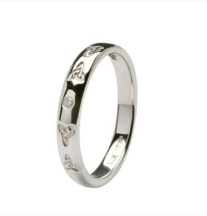 Gents Celtic embossed pressure set Diamond wedding band