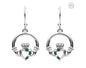 Platinum Claddagh Earrings with Stones PP168