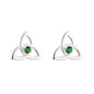 SILVER GREEN CRYSTAL TRINITY KNOT STUD EARRINGS S33767