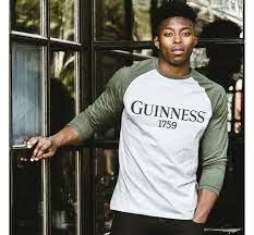 Guinness Heathered Grey Baseball Long Sleeve Tee G6063