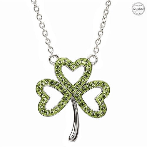 Platinum Shamrock with Green Crystals PP138