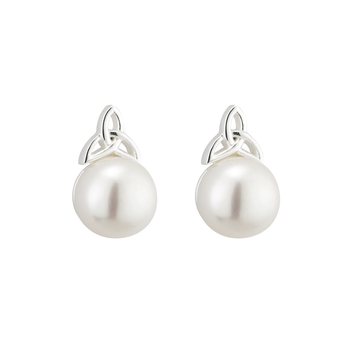 PEARL SILVER TRINITY KNOT STUD EARRINGS S33774