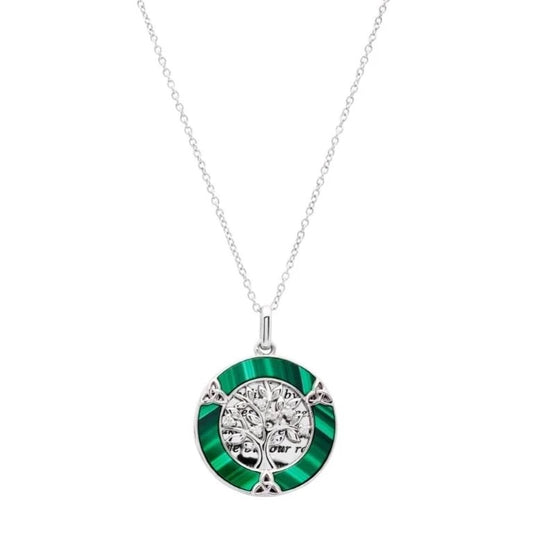 Malachite Tree of Life Trinity Knot Circle Pendant SKU: SP2286