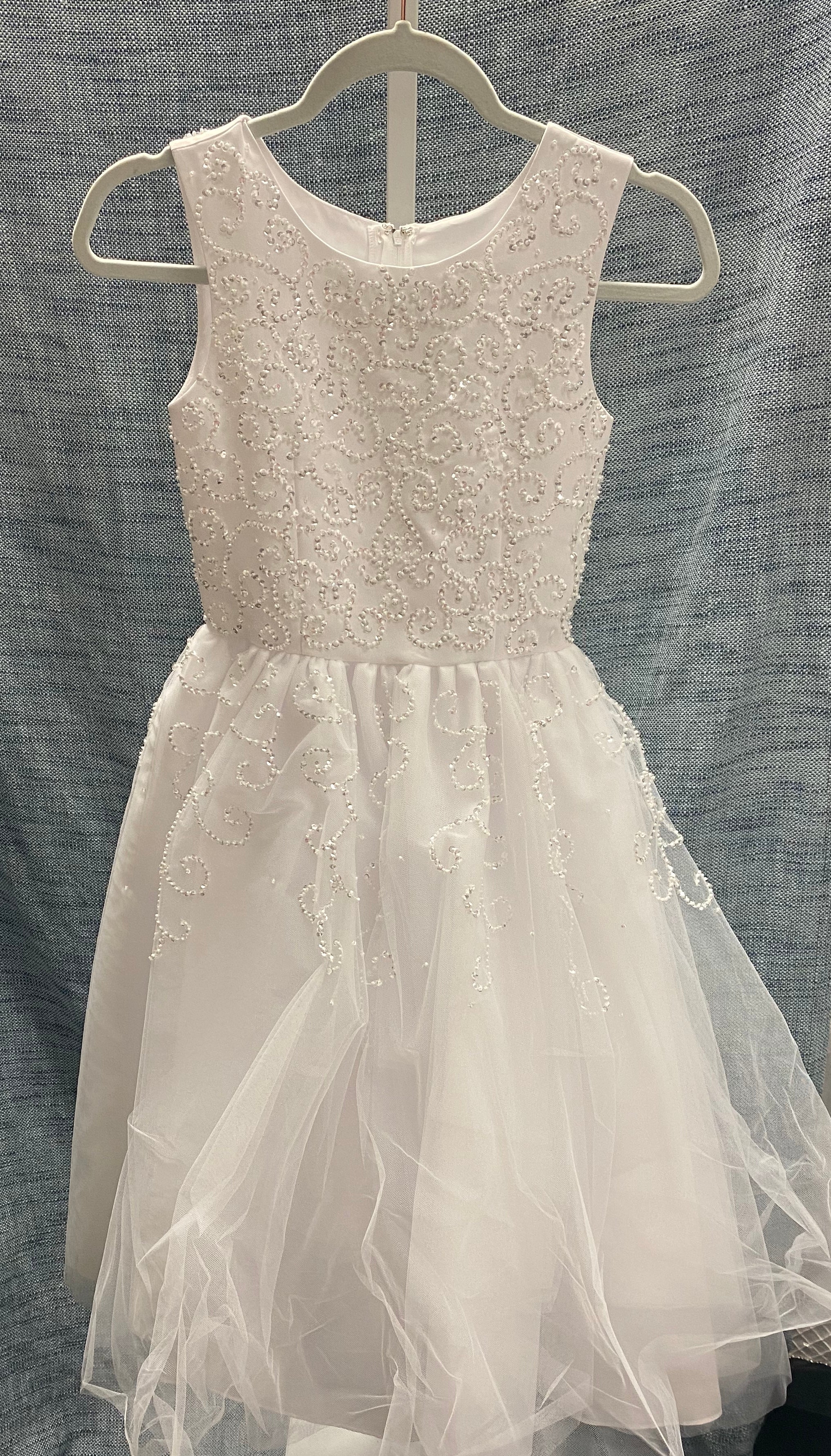 Size 10 White Dress with sequin detail #472 T