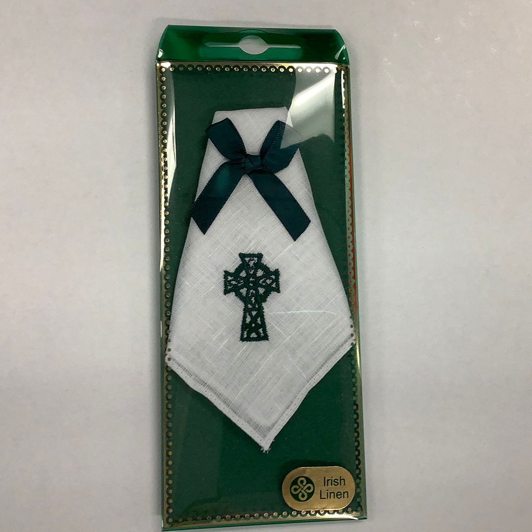 Irish linen ladies hanky with Celtic cross #lbl028