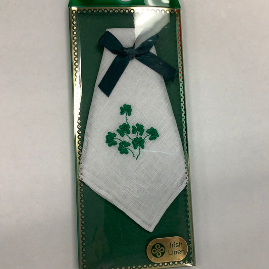 Irish linen hanky with shamrocks #LBL0011