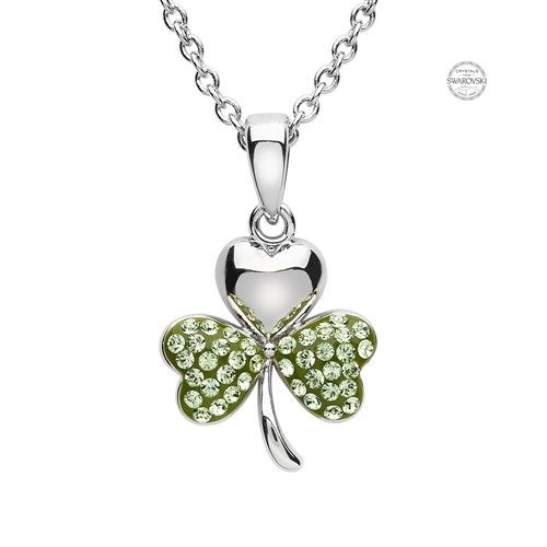 Platinum Plated Peridot Shamrock Pendant PP153