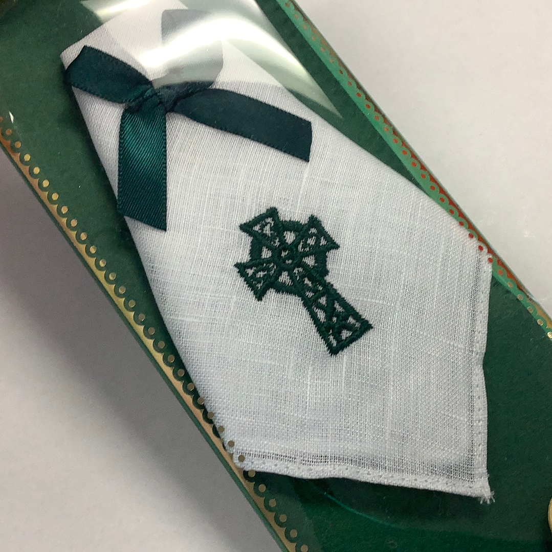 Irish linen ladies hanky with Celtic cross #lbl028