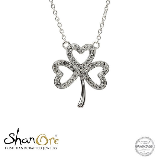 SS White Swarovski Crystal Shamrock Necklace SW50 Made By Shanore