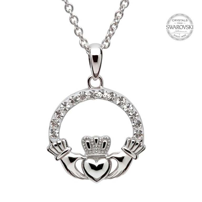 Claddagh Necklace Embellished With Swarovski Crystals #Item Code: SW1