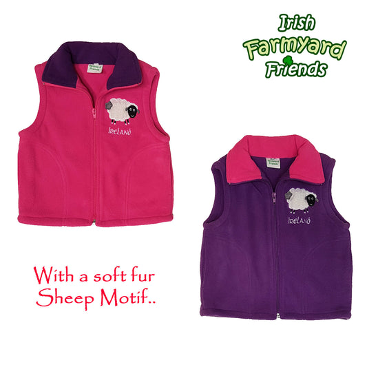 Irish Farmyard Friends Vest Twin Layer Fleece Bodywarmer Girls