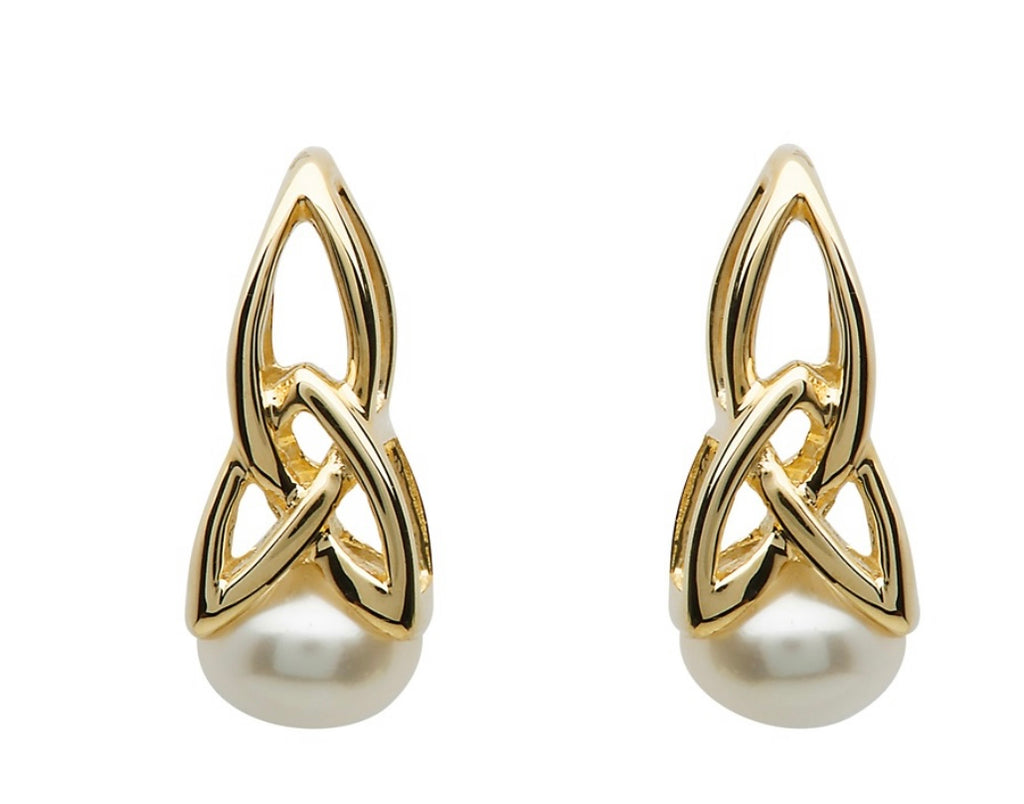 10kt Gold Trinity Pearl Earrings 10E641