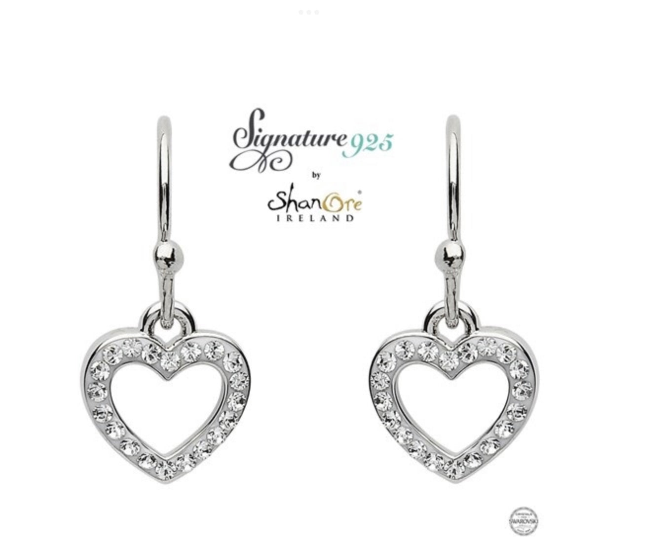 Sterling silver Swarovski heart drop Earrings ST8