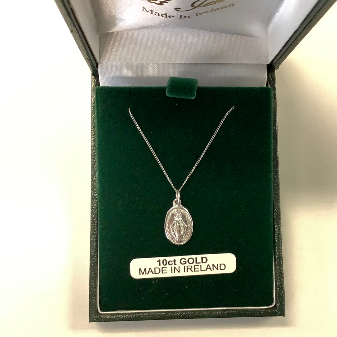 10k white gold Miraculous Medal by Facet Jeweler