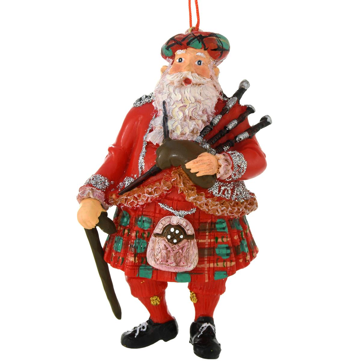 SANTA RESIN ORNAMENT WITH BAGPIPES