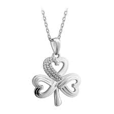 Sterling Silver Crystal Edge Shamrock Pendant S46677