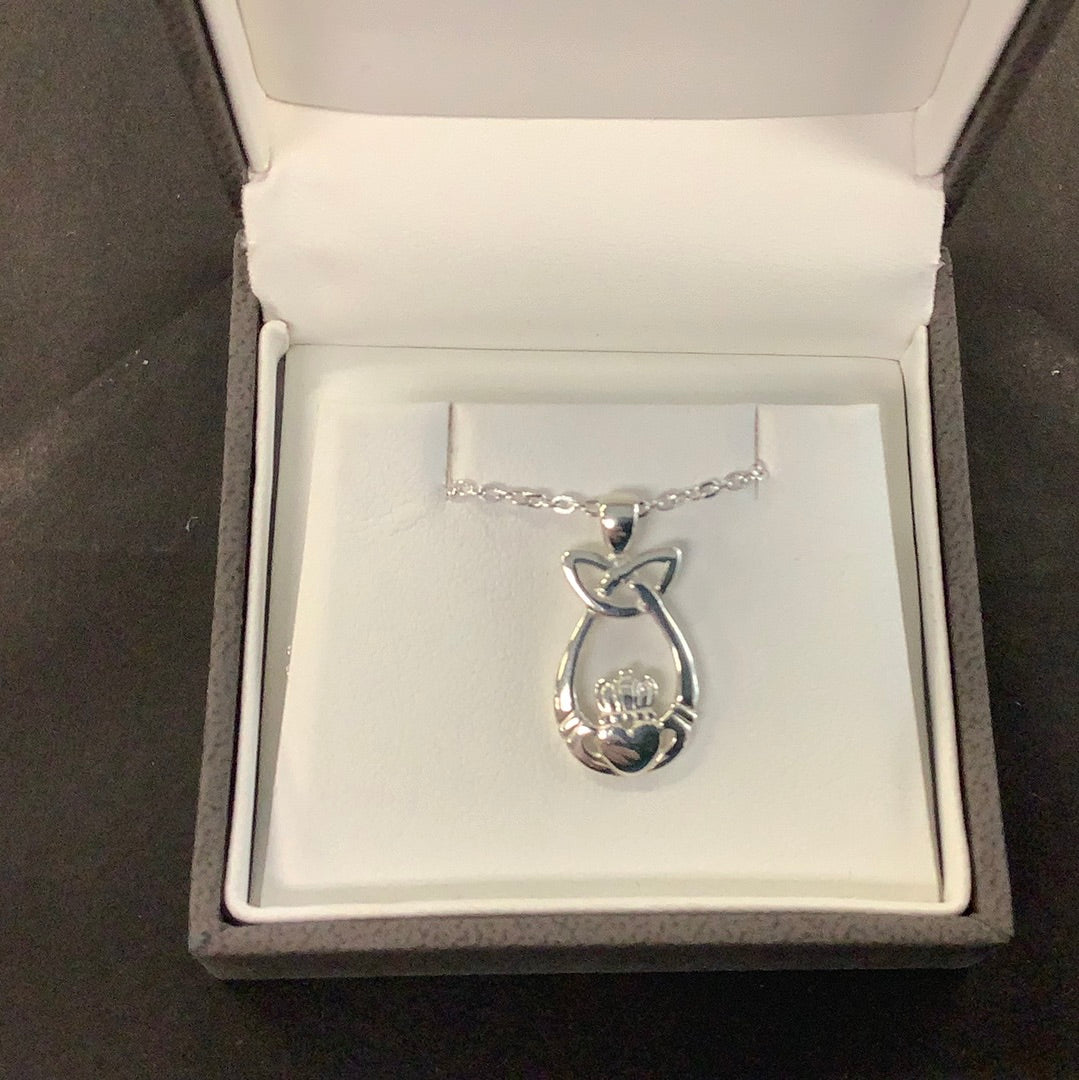 Silver Claddagh trinity pendant