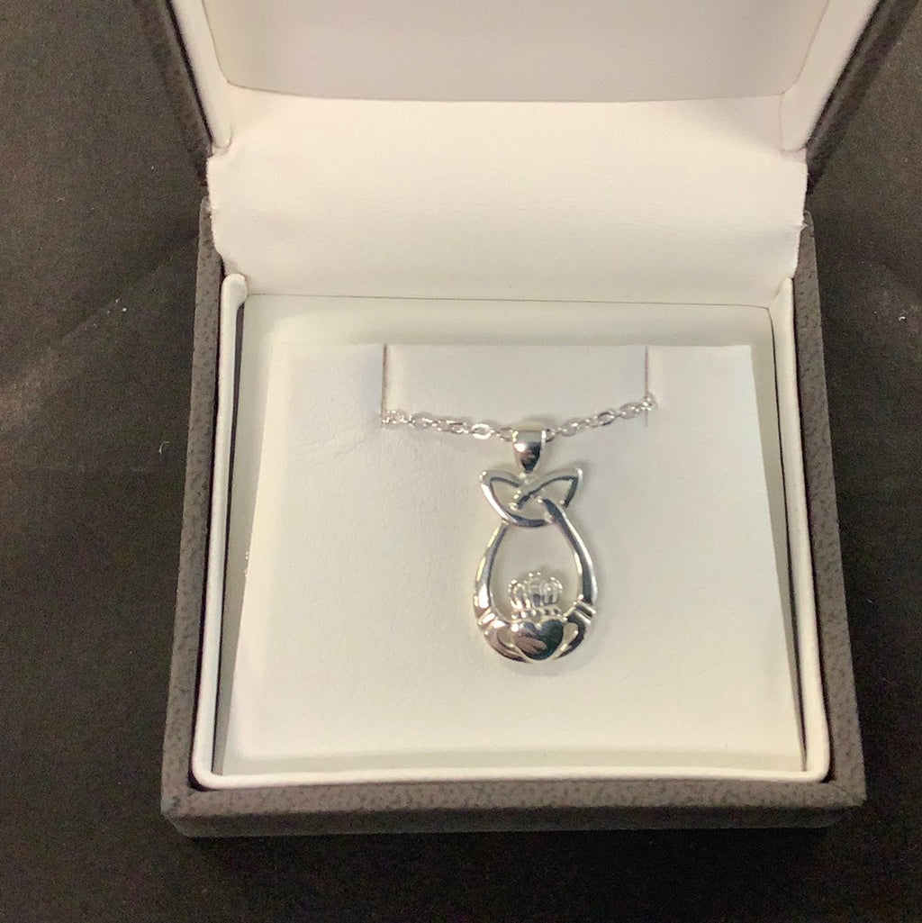 Silver Claddagh trinity pendant
