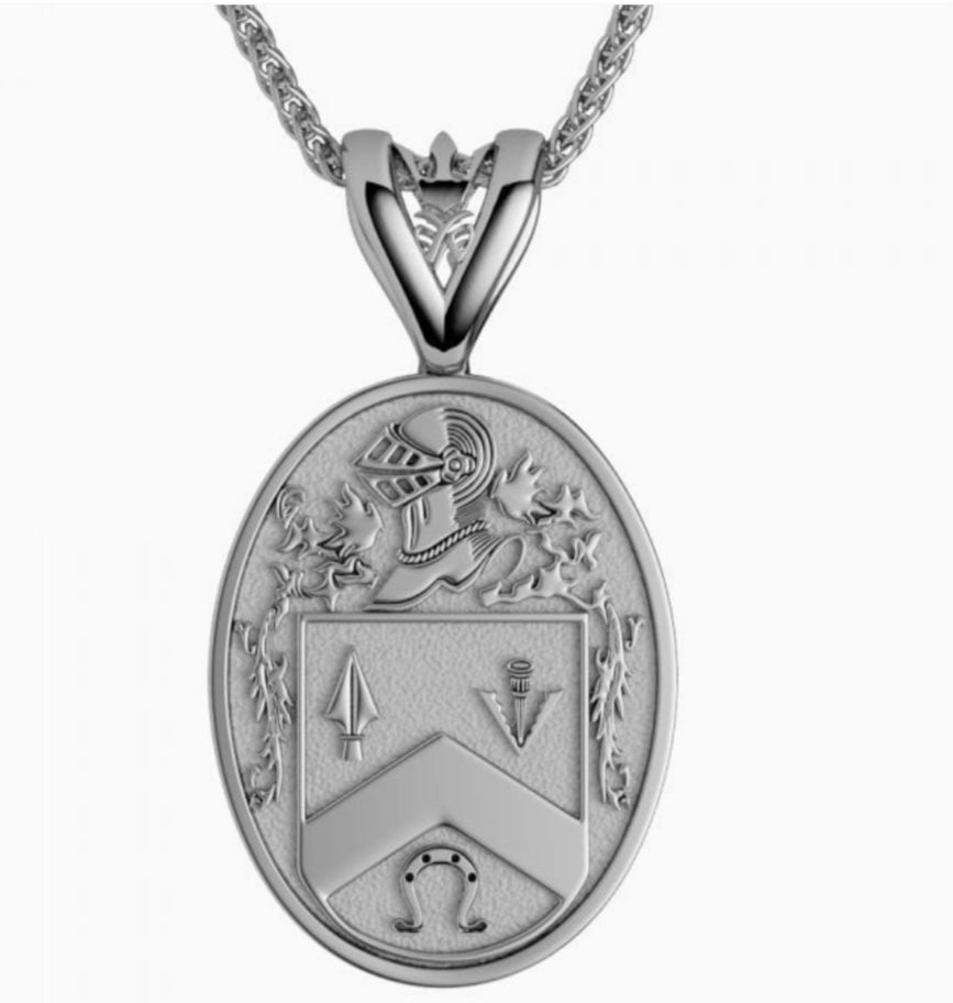Large Oval Shield Pendant with Coat of Arms