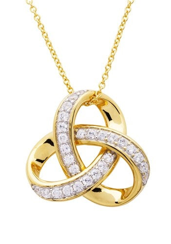 14KT Gold Vermeil CZ set Trinity Necklace GV1