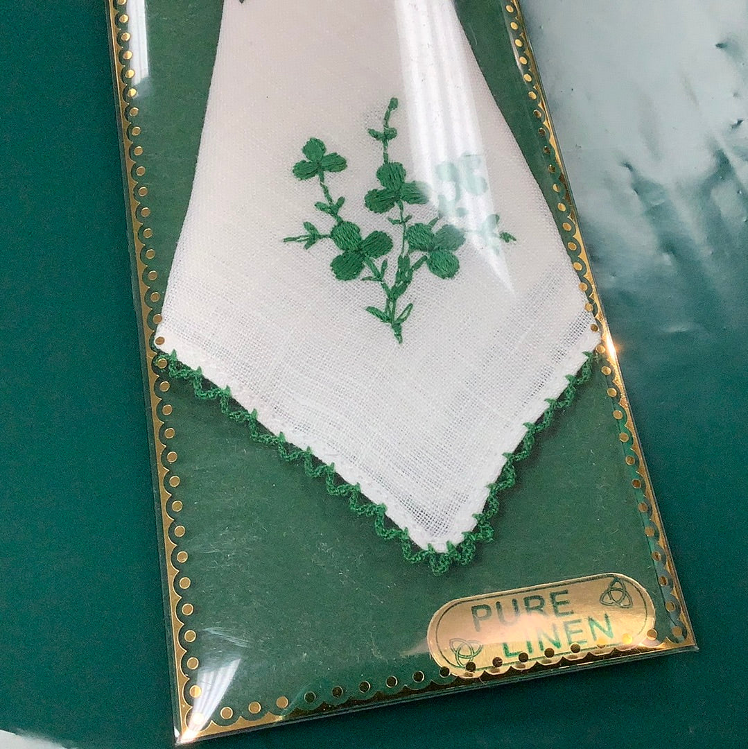 Irish linen Handkerchief with shamrocks