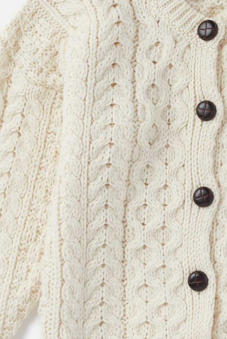 Fianna Traditional Children's Aran Cardigan - Cream B452