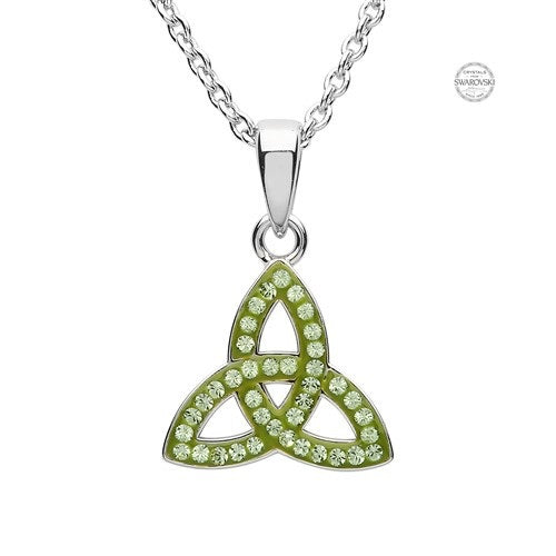 Platinum Plated Peridot Trinity Knot Pendant PP158