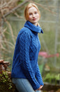 DOUBLE COLLAR CARDIGAN WITH POCKETS X4274 blue marl