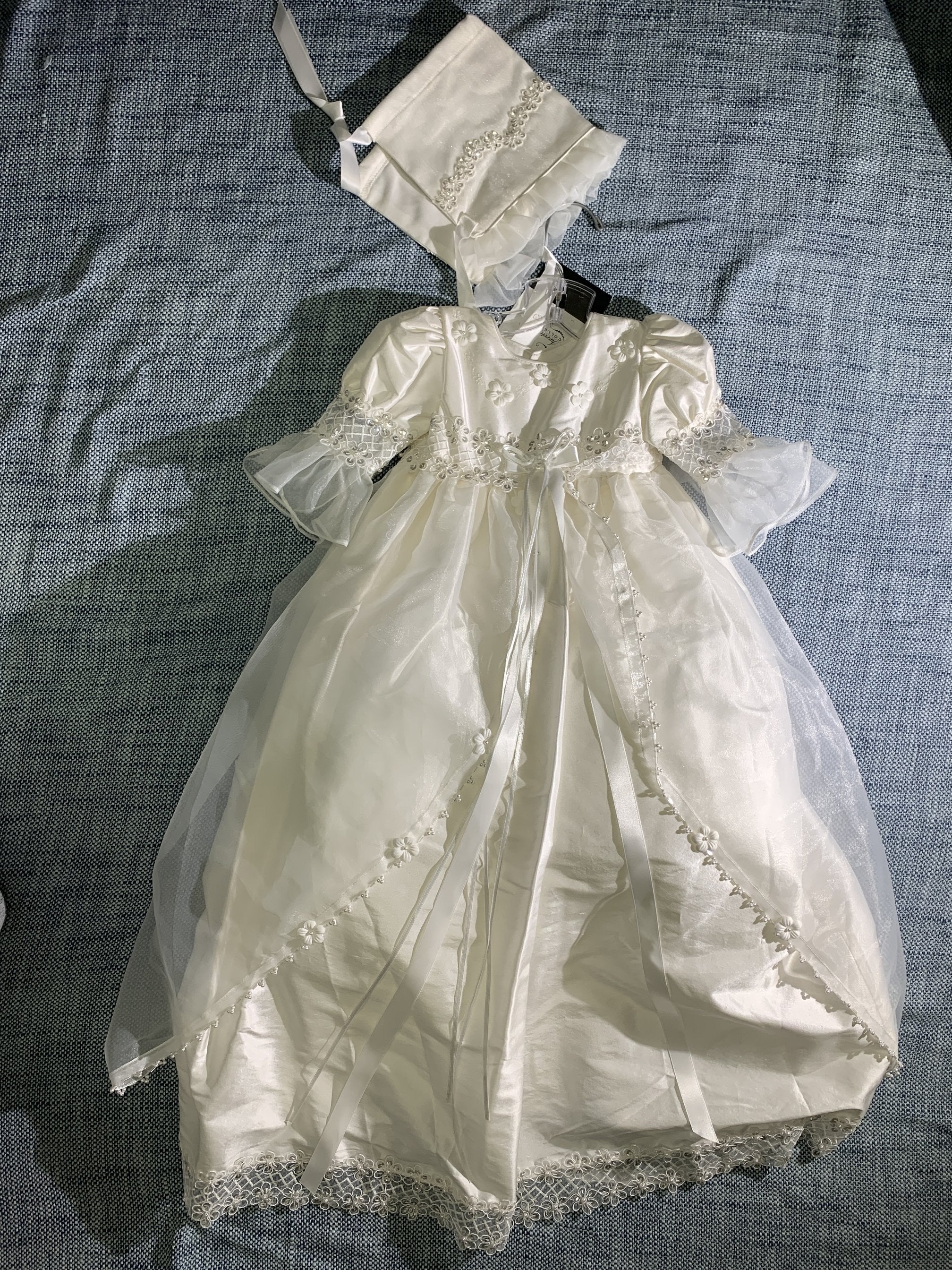 Girls Off White silk Christening Dress #i336c