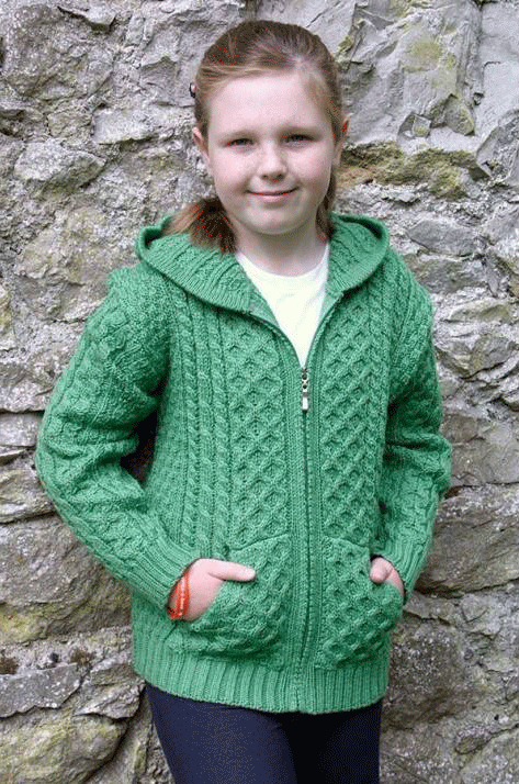 Aran crafts child’s hooded zip cardigan HD4039