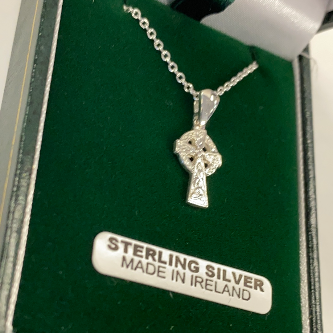 Sterling silver small celtic cross double sided #ma56ds