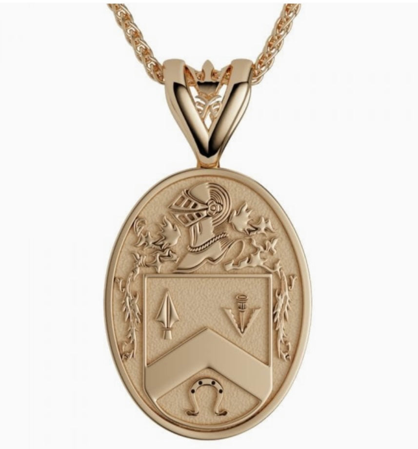 Large Oval Shield Pendant with Coat of Arms