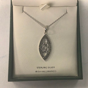 Sterling silver marcasite Celtic pendant A1305