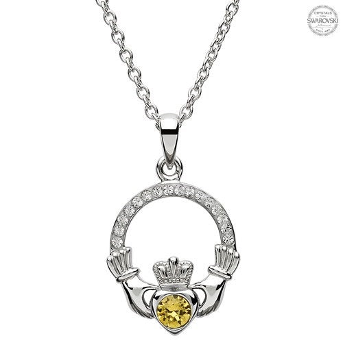 Platinum Plated November Claddagh Pendant