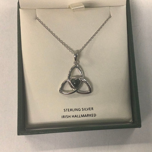 Sterling silver Trinity green marble heart center A1177
