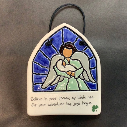 Believe in your dreams my little one….. angel holding baby plaque