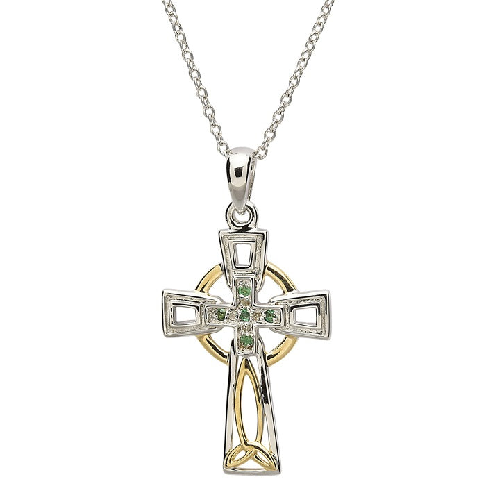 Sil Emerald/Diamond celtic cross SF28
