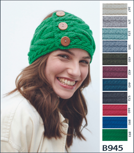 Cable knit headband with buttons B945