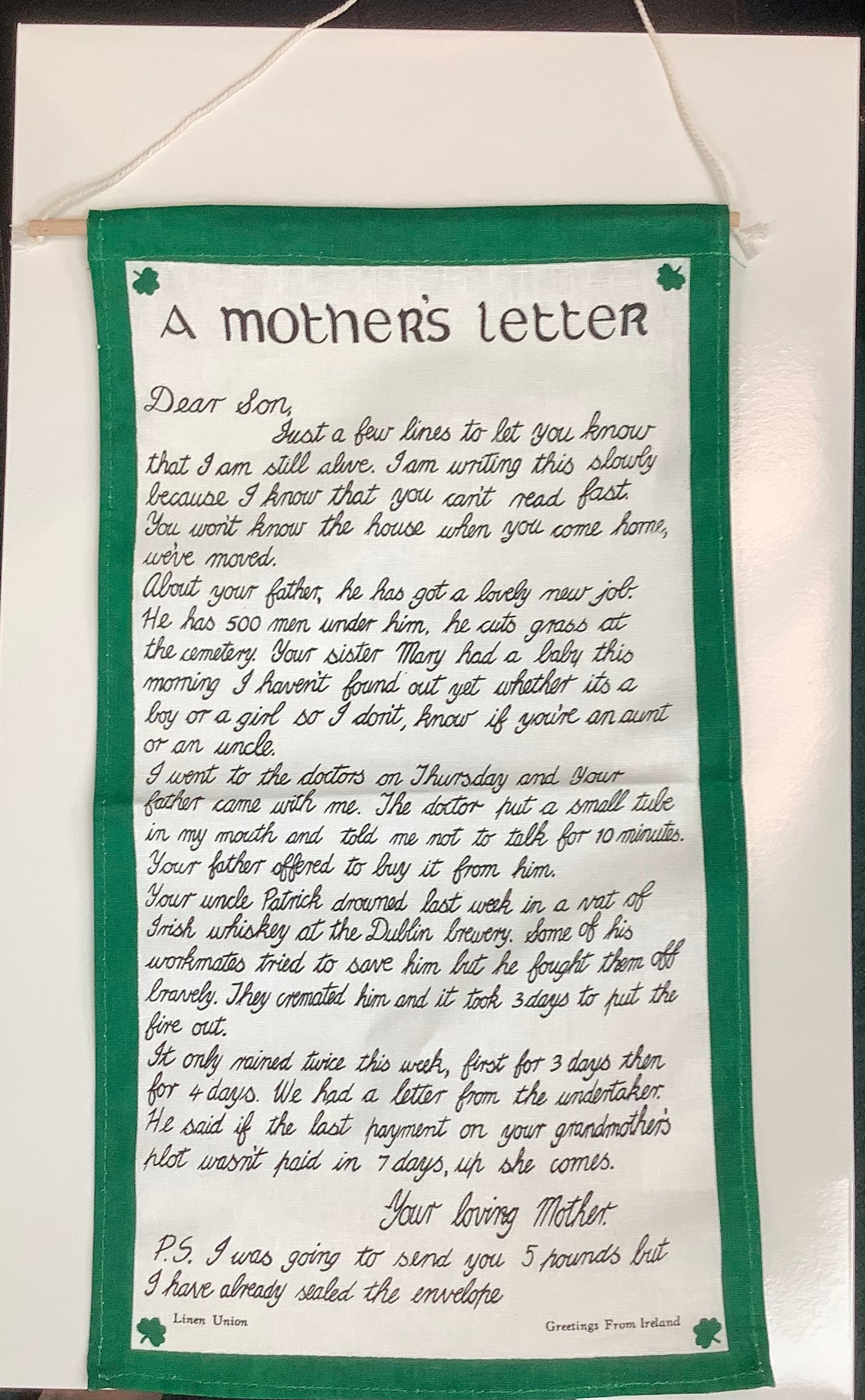 Mothers letter pennant