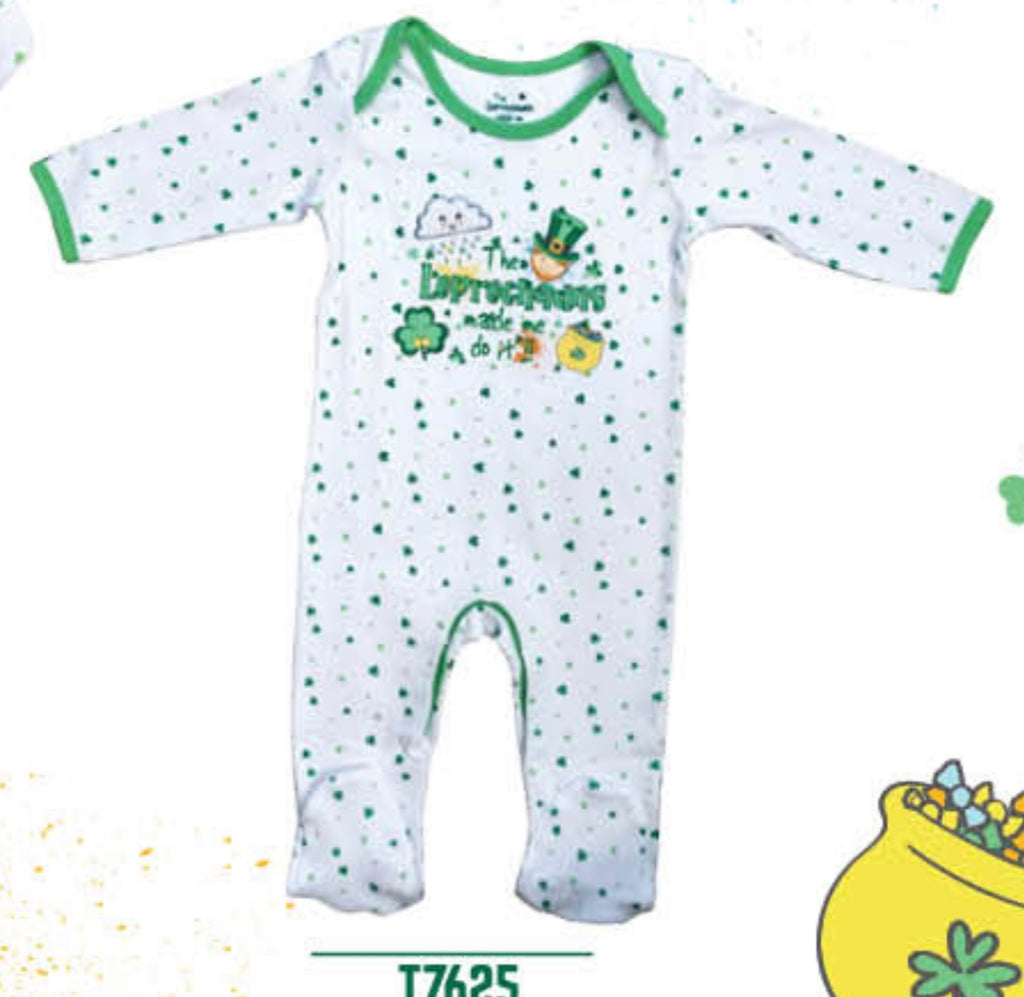 The Leprechauns made me do it baby romper T7625