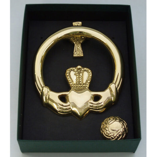 Solid brass claddagh door knocker large